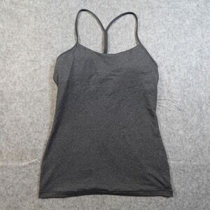 Lululemon Tank Top Womens 8 Power Pose Light Support Gray Racerback Gym Workout